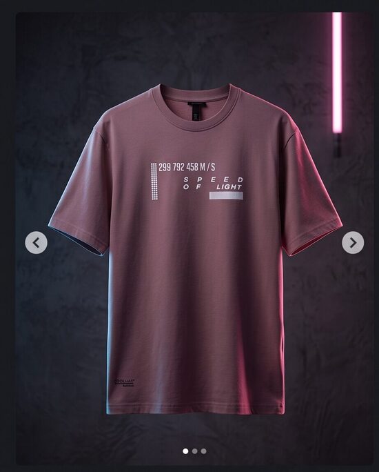 H&M Relaxed Fit T-krekls – rozā “Speed of Light” apdruka