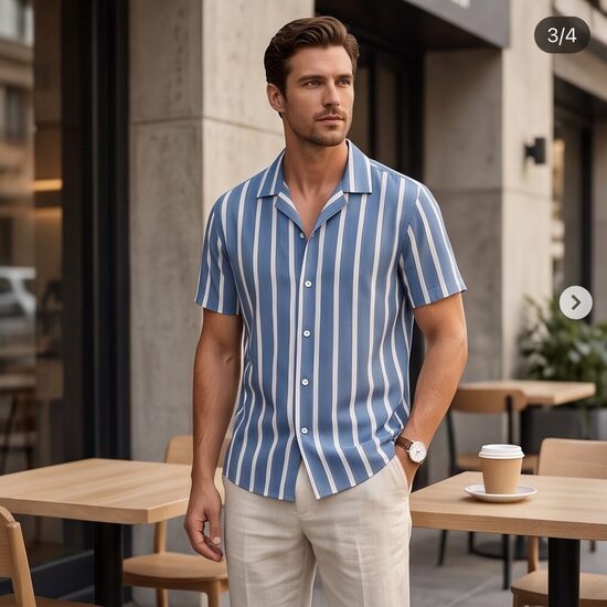 H&M Regular Fit svītrains krekls ar īsām piedurknēm