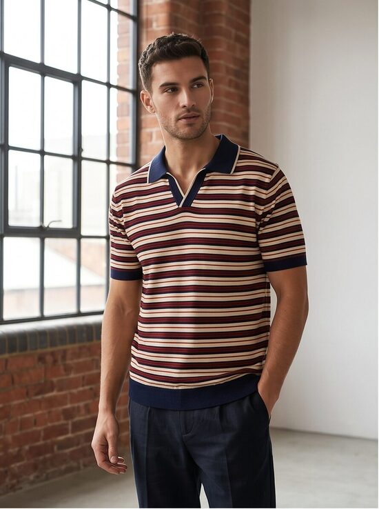 River Island adīts polo krekls ar svītrām (M) – Jauns ar etiķeti