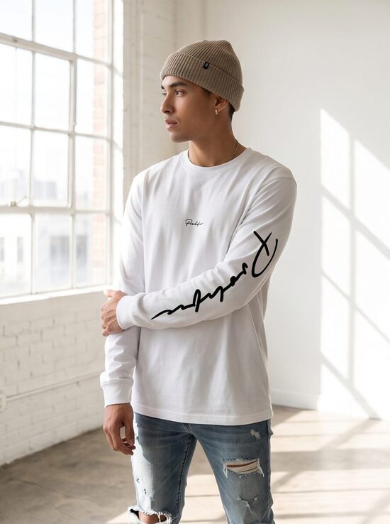 River Island balts krekls ar garām piedurknēm – L