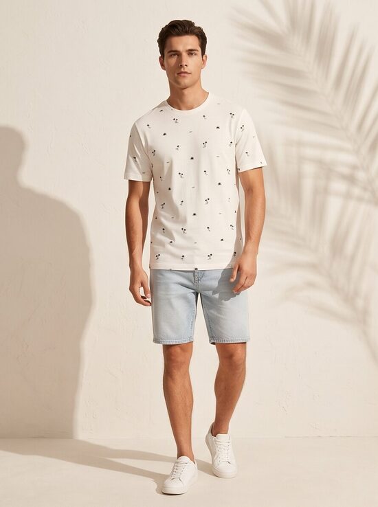 H&M Regular Fit T-krekls ar palmu apdruku – XS